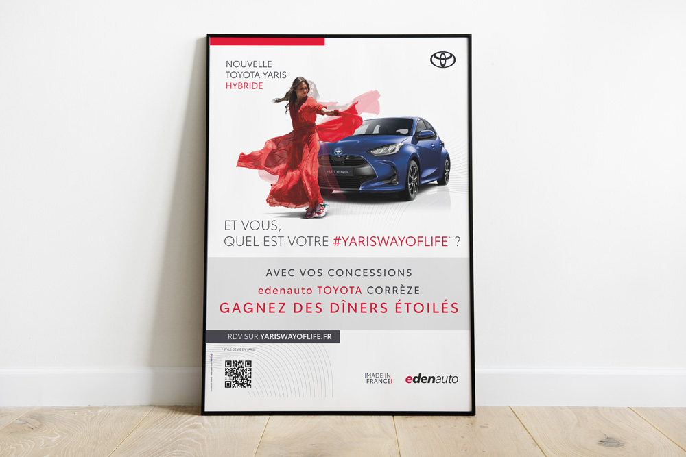 Affiche Edenauto Toyota concessionnaire - Adékoi communication Périgueux