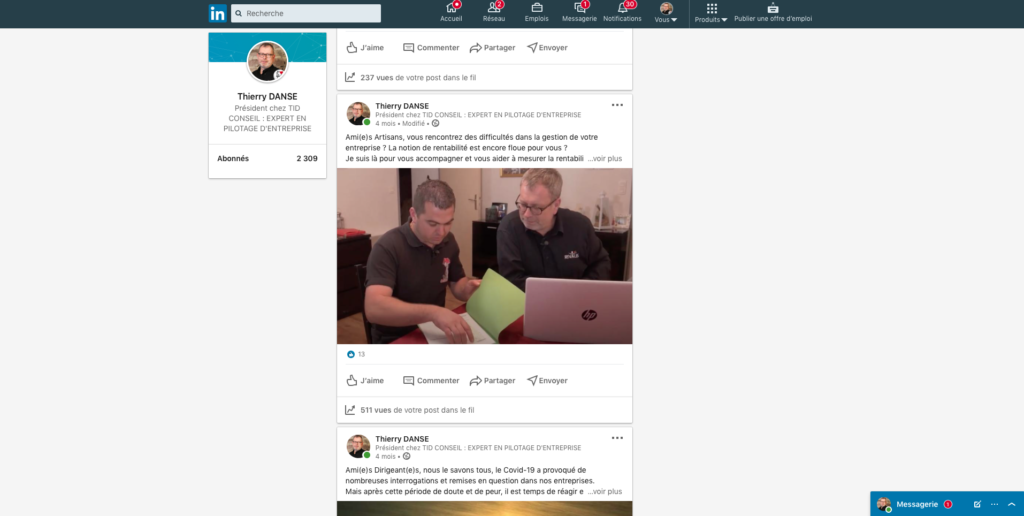 Animation de la page LinkedIn - TID Conseil - Pilotage d'entreprise