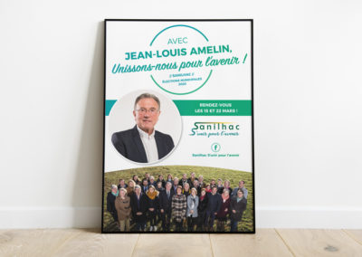 Affiche - Campagne électorale Sanilhac 2020 Jean-Louis Amelin - Adékoi communication Dordogne