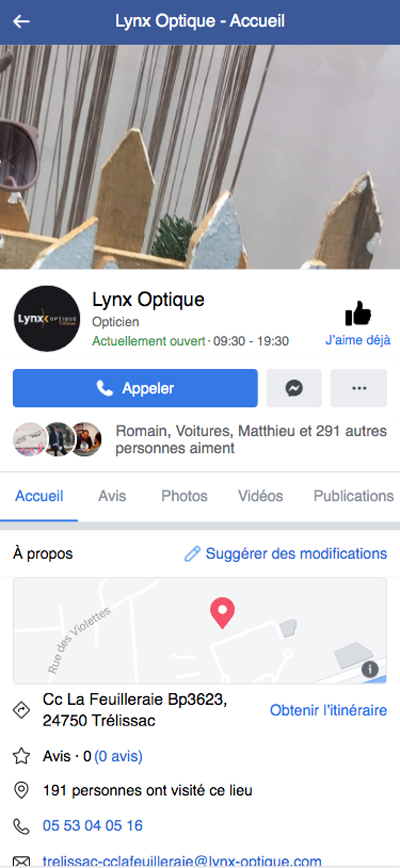 Facebook Lynx optique opticiens - Adékoi communication Périgueux