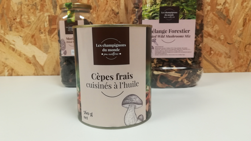 Packaging étiquette Andesol - Grossiste champignons - Adékoi communication Périgueux