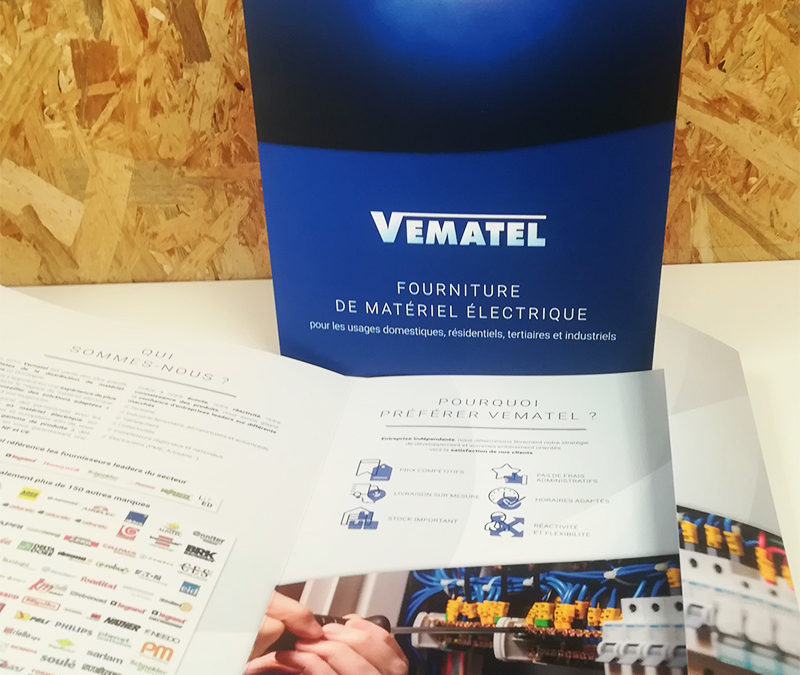 Création plaquette Vematel – Vente de matériel électrique