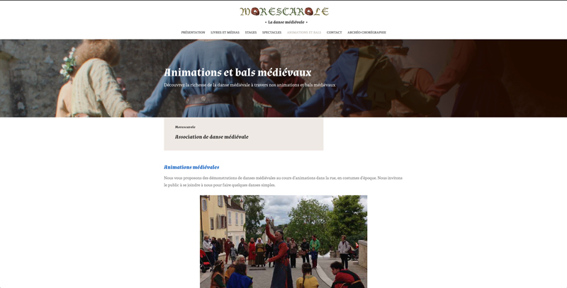 Création site web Morescarole - association de danse médiévale - Adékoi communication
