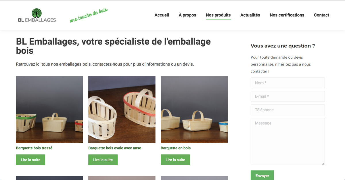 Création site internet BL Emballage Bois Dordogne - Adékoi Périgueux