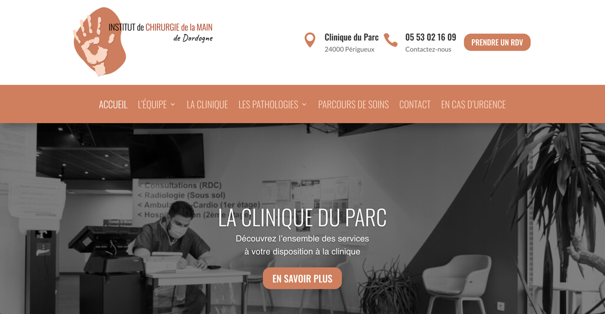 Création site internet Institut Chirurgie Main Dordogne - Adékoi Périgueux