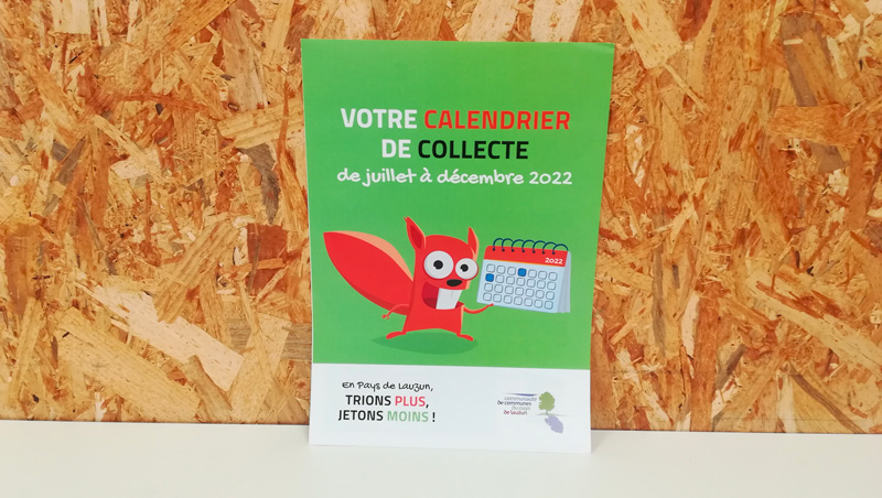 Calendrier Campagne de communication Gestion des déchets - Communauté de communes Pays de Lauzun - Lot-et-Garonne - Adékoi communcation