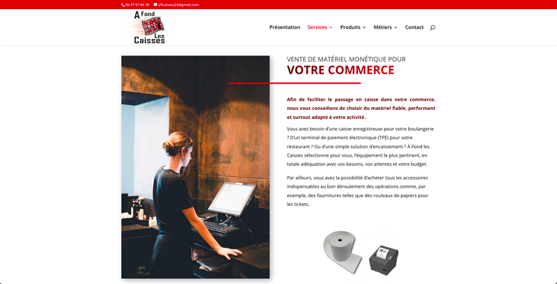 Création site internet Périgueux - A fond les caisses spécialiste de la monétique - Adékoi communication