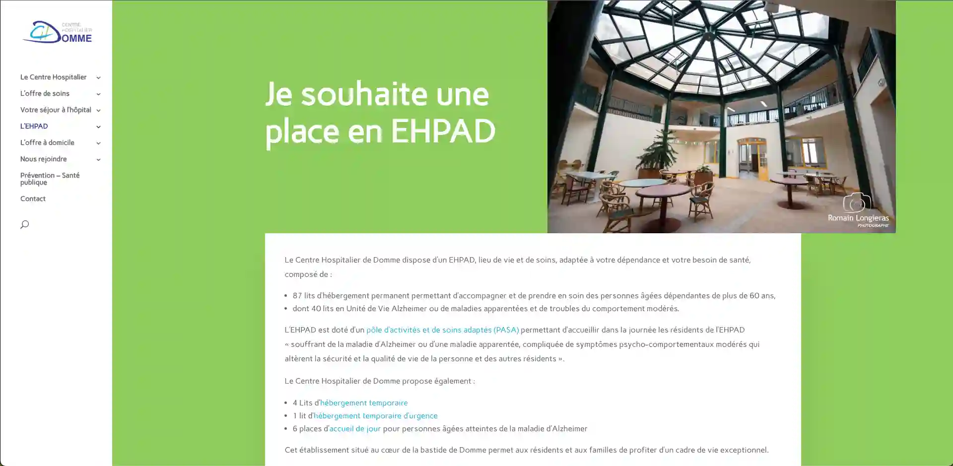 Site web Centre hospitalier Domme - Site vitrine - ergonomie web - Webdesign - Adékoi Périgueux