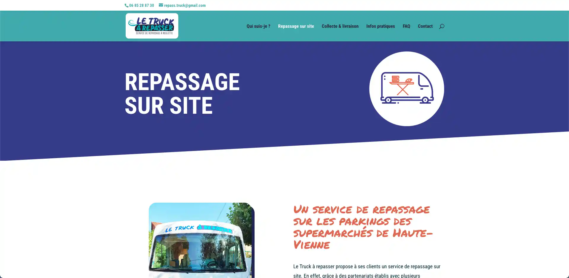 Site internet Le Truck à repasser - Service de repassage - Adékoi communication web Dordogne