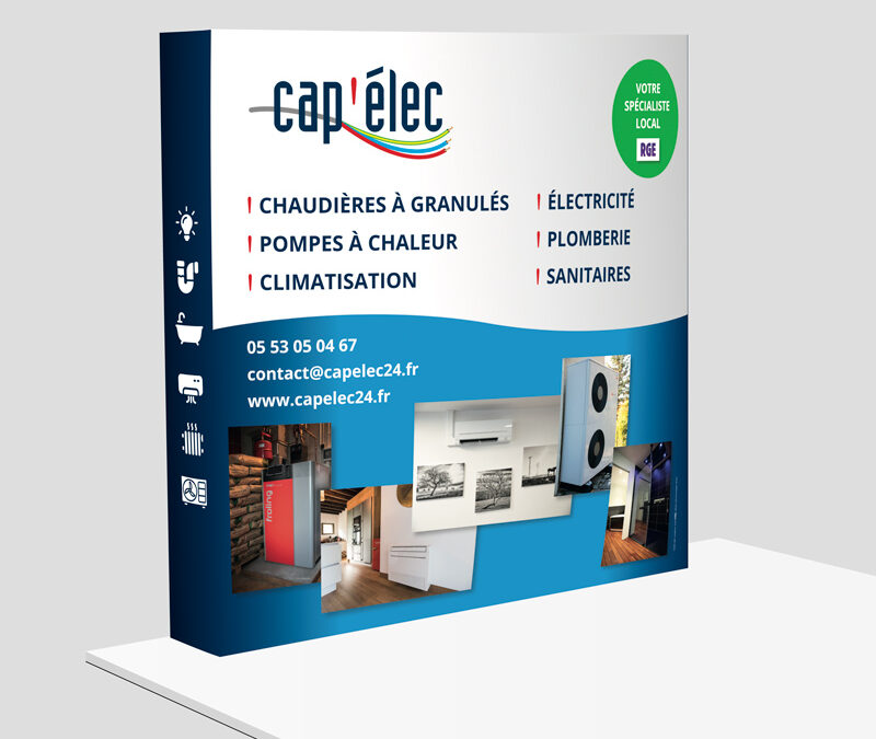 Création stand salon Cap’Elec – Entreprise d’électricité et plomberie-chauffage à Trélissac