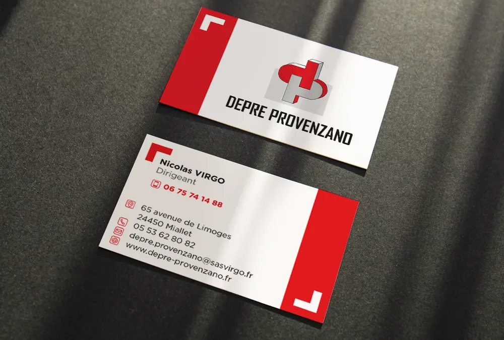 Création cartes de visite – Dépré Provenzano, entreprise de maçonnerie Périgord Vert