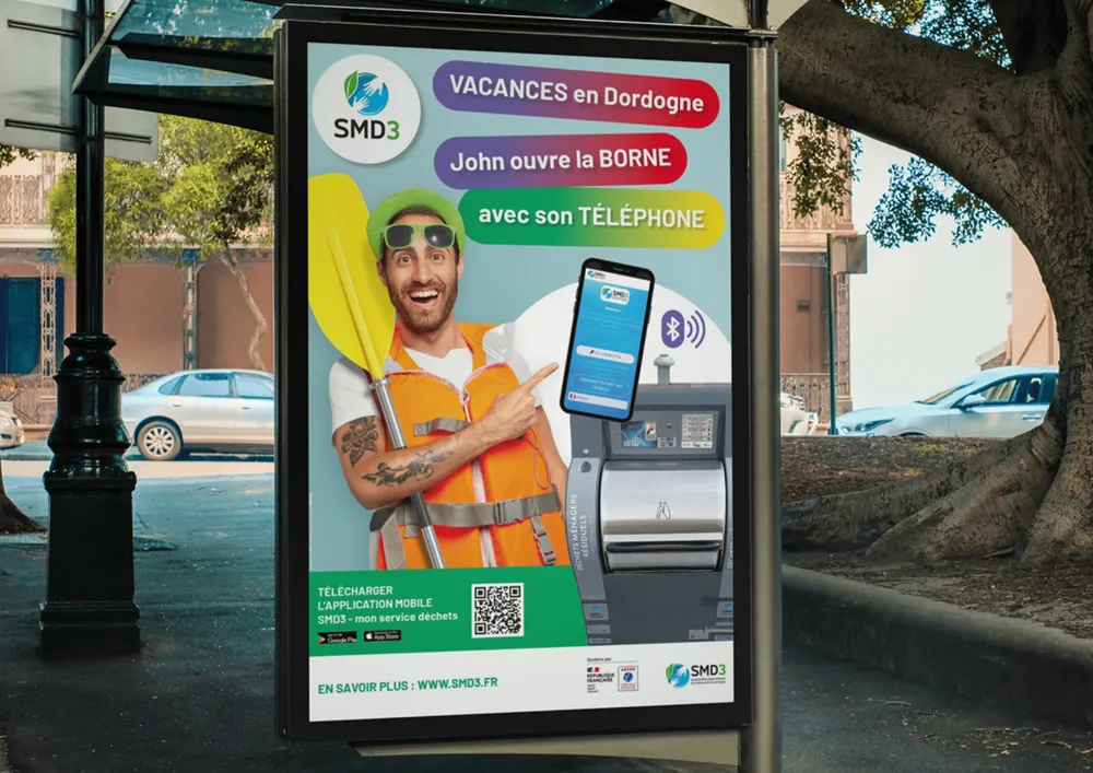Création affiche abribus – Gestion des déchets en Dordogne