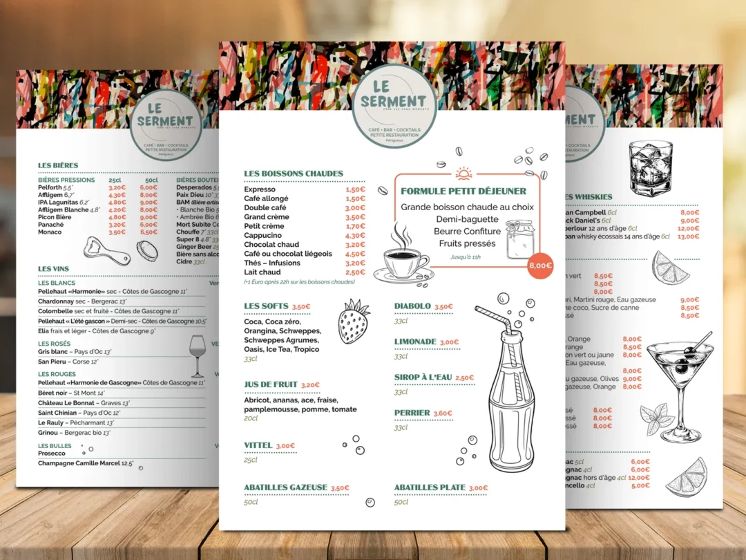 Carte des Boissons – Le Serment – Bar à Périgueux