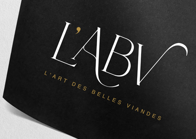 Création logo et habillage vitrine – Restaurant L’ABV – Sanilhac