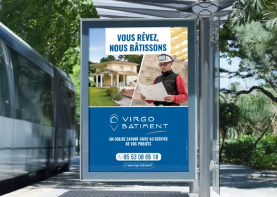 Affiche abribus Virgo Batiment – Entreprise de maçonnerie à Périgueux
