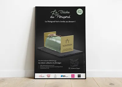 Création affiche Bûche du Périgord – Ravir – Groupement d’achats artisans de bouche Dordogne