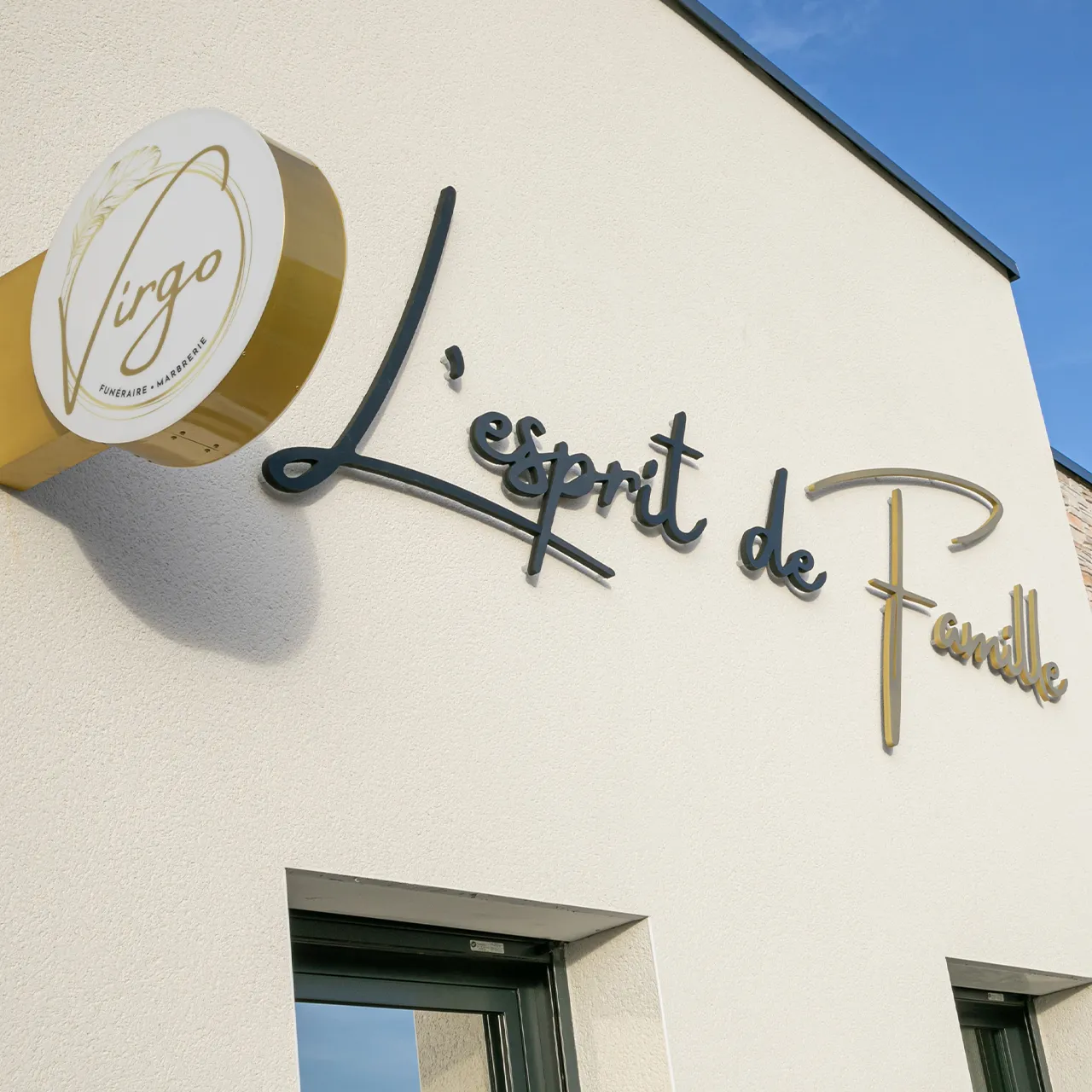 Création signalétique agence Virgo funeraire à Perigueux