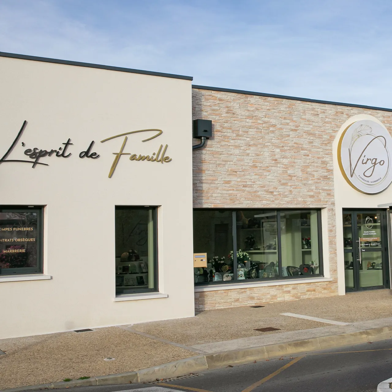 Création signalétique agence Virgo funeraire à Perigueux